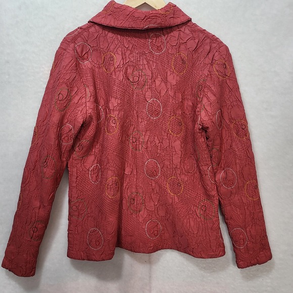 DB Sport Women's Textured Burnout Jacket Red Button Front Size L - Picture 4 of 6